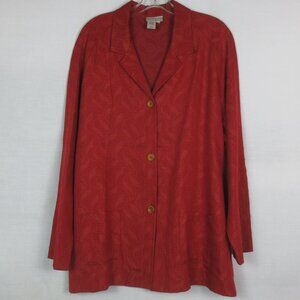 Coldwater Creek Jacket Rust Multicolor Textured Print Button Up Plus Size 1X-3X